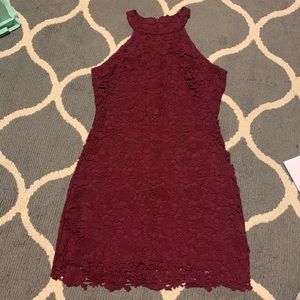 LuLu’s Halter Dress Maroon Lace Size XL